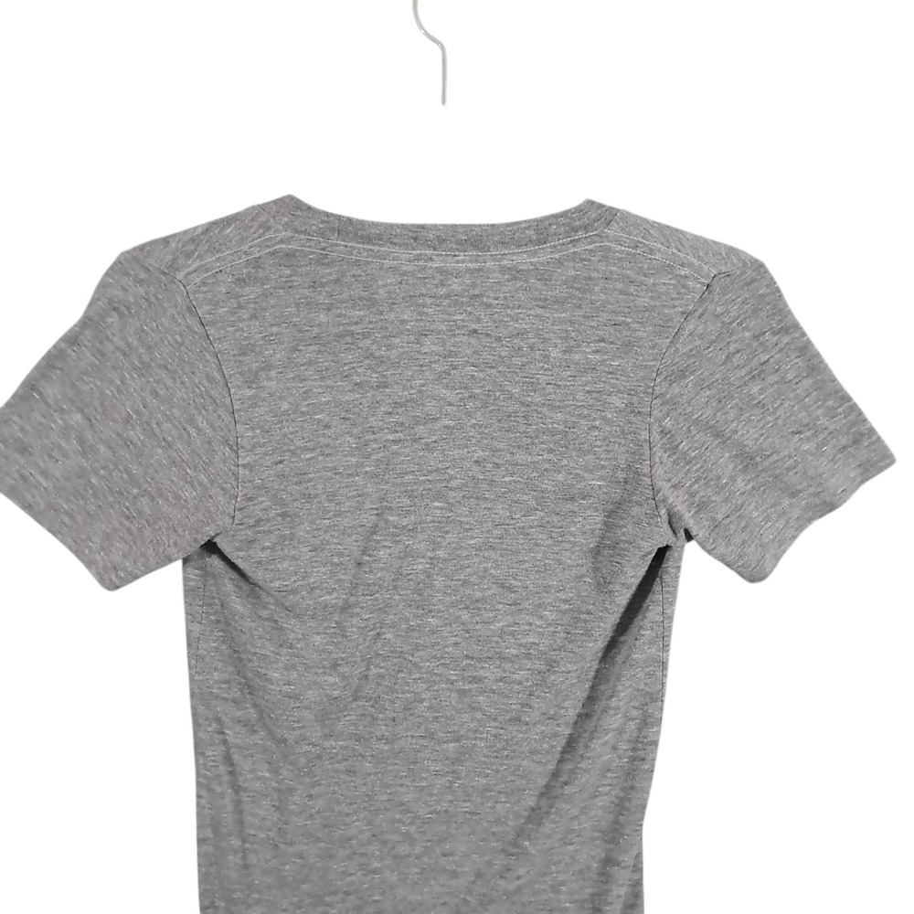 Obey Tee Womens Graphic V Neck Plunge T Shirt‎ XS Gray USA Y2K Grunge Fitted - Picture 6 of 10
